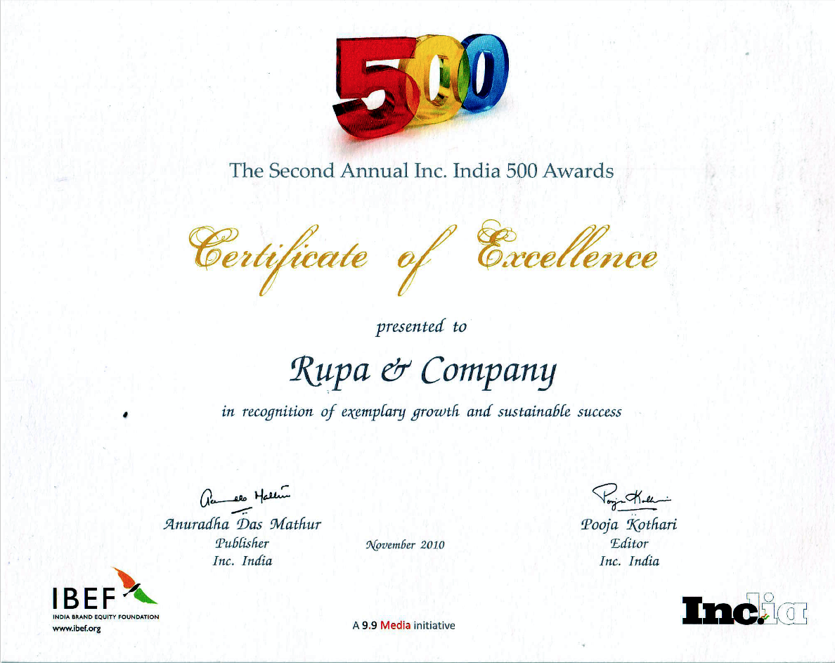 01.Excellence Certificate - IBEF&INC-INDIA